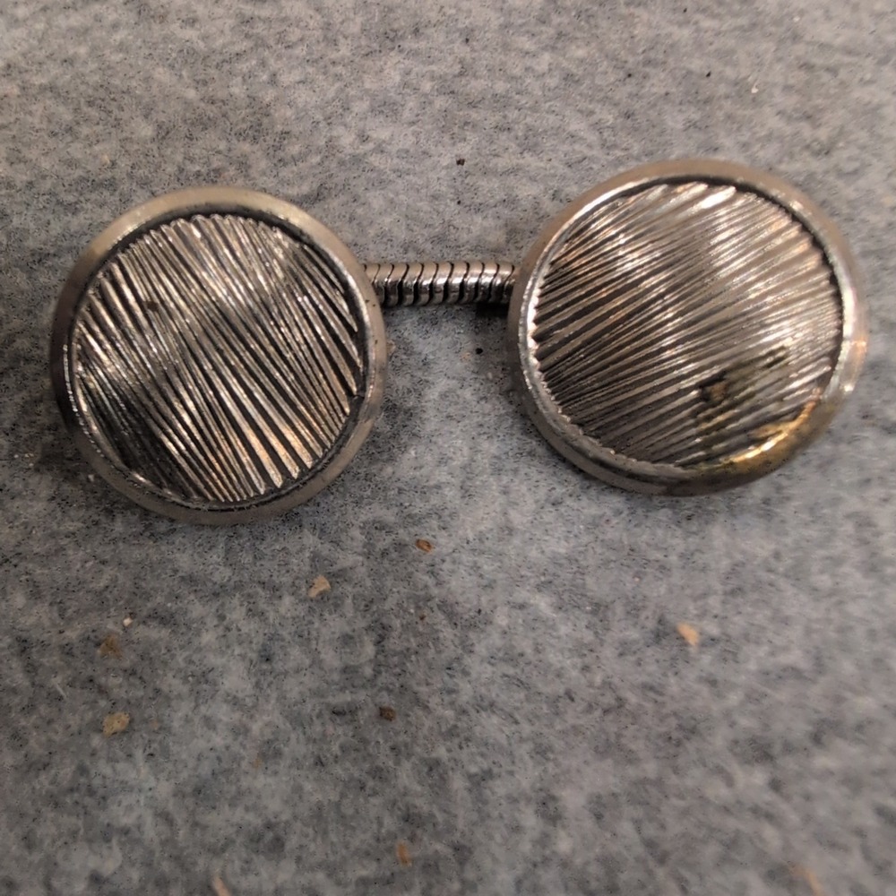 Vintage Waterbury Co. Inc Conn Silver Tone Ribbed Circular Collar Bar/Chain Link - Picture 1 of 5